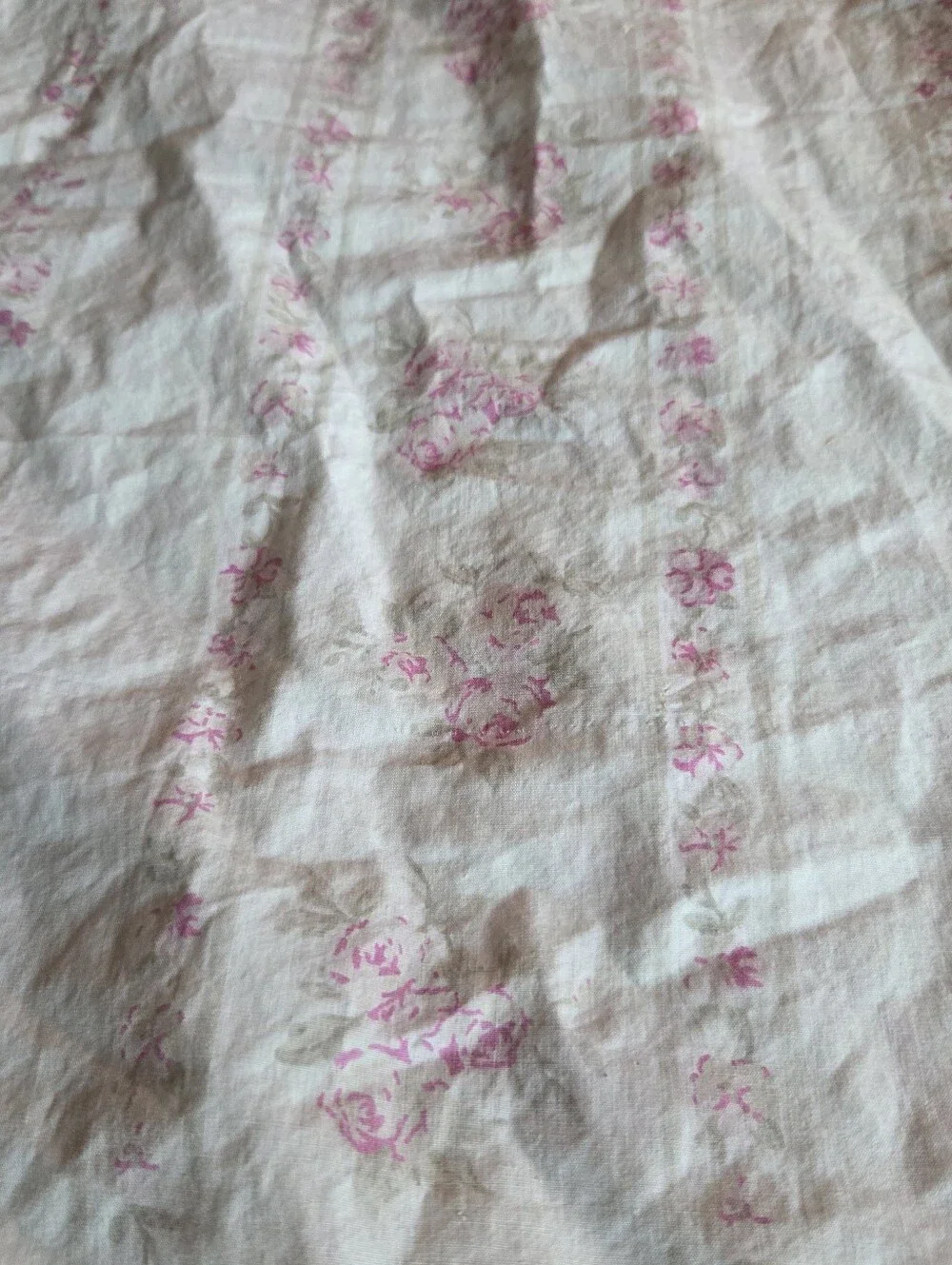 Simply Shabby Chic Soft Pink Ruffled Cotton Curtain Panel Elegant Floral Pattern